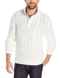 Calvin Klein Men's Cotton Acrylic Chunky Cable Knit Sweater, Snow White, Large