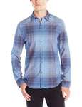 Calvin Klein Jeans Men's LONG SLEEVED Ombre Plaid Shirt, TOPAZ/BLUE, X-LARGE