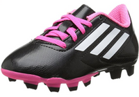 adidas PerformConquisto Firm-Ground J Soccer Cleat, Black/White/Pink,4.5 Big Kid