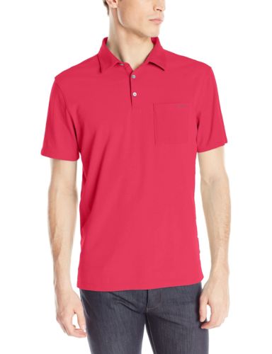 Calvin Klein Men Cotton ShortSleeve Blocked Ottoman Polo Shirt Geranium Pink XL