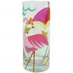 6 Inch Flamingo Motif 10 Ounce Collins Style Tall Drinking Glass