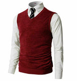 H2H Mens Casual Slim Fit Knit Vest with Soft Warm Fabric, RED, Large