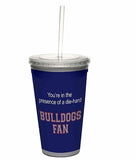 Tree-Free Greetings Bulldogs College Football Fan Cup with Reusable Straw