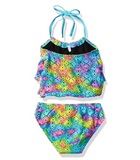 Breaking Waves Little Girls' Tie Dye Crochet Tankini Swimsuit, Multi, 6