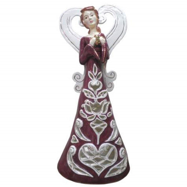 14 Inch Large Red Blossom Angel Collectible Figurine Tea Light