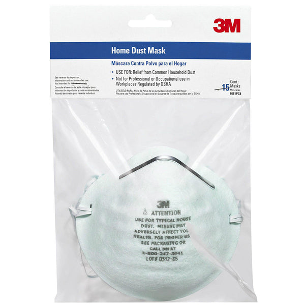 3M 8661PC1-15A Tekk Protection Disposable Dust Mask, 15-Pack
