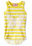 Dreamstar - Girls' Sleeveless Stripe Tank with Lace Applique & Stones - XL(16)