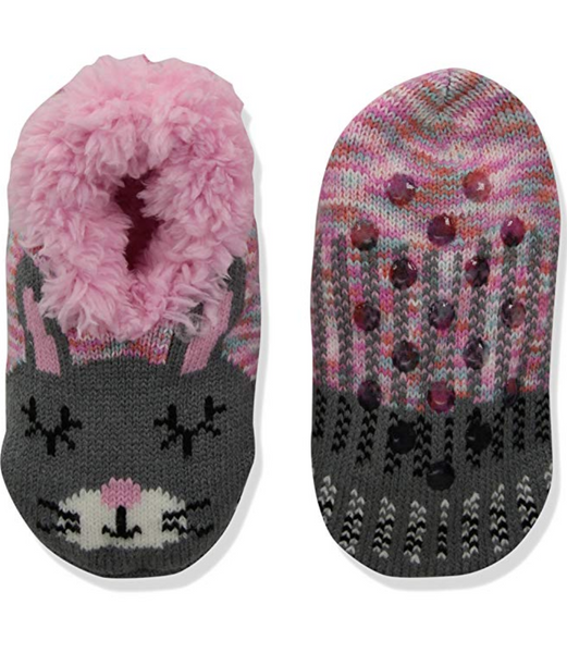 Jacques Moret Girls' Big Teddy Faux Fur, light pink bunny, Sock Size 6-8.5