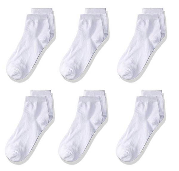 trimfit Girls' Little 6 Pack Sport Low Cut Socks Comfort, White XX-Small/5-6.5