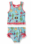 Pink Platinum Baby Girls' Happy Emoji Tankini, Blue Fish, 12M