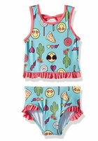 Pink Platinum Baby Girls' Happy Emoji Tankini, Blue Fish, 12M