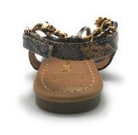 Sarah Jayne Girl's Shore T-Strap Jeweled Kid's Sandal, Taupe Brown, 8 M Toddler