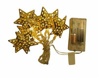 Product Works Battery Operated Star Metal Cap LED Light String, Gold, 4.5-Feet