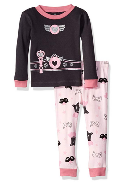 Petit Lem Girls' Pajama 2 Piece Set, Super Hero Girl, 12M
