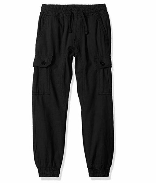 Southpole Boys' Little Cargo Jogger Pants Washed Ripstop Fabric, Black, Large