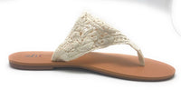 Shi by Journeys Black Orchid Flat Sandal Flip Flop Cream Crochet Strap 6 M US
