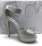 Shi by Journeys Women's GALA Platform High Heel Pump Silver Rhinestone 9 M US