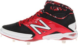 New Balance Men's M4040 Metal Mid Baseball Shoe,Black/Red,16 D US