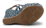 Shi by Journeys Womens Cabazon Platform Wedge Sandals, Black Blue Print, 6.5 M