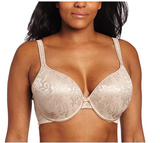 Carnival Women's Full Figure Seamless Molded Lace Deep Plunge Bra Nude 34B