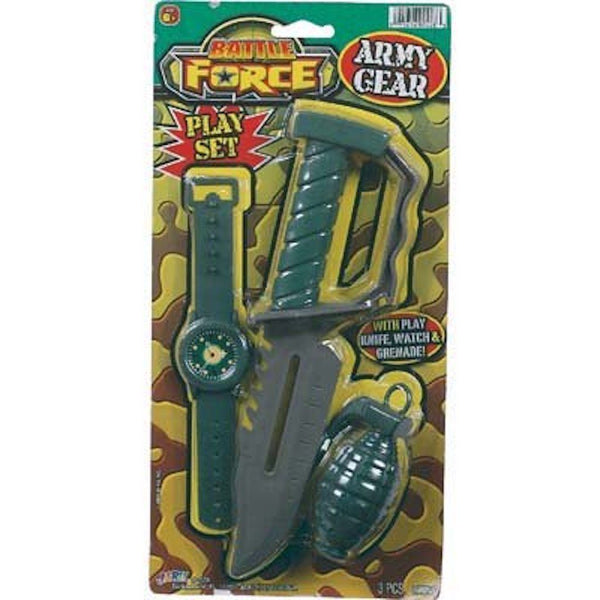 JA-RU - Battle Force - Army Gear Play Set - With Knife, Watch, And Grenade