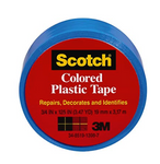 Scotch 190BL Colored Plastic Tape, 3/4 x 125-Inch, Blue, 6 Pack
