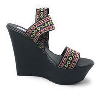Madden Girl Women's Sabel Canvas Wedge Sandal, Multicolor Black, 11 M US, New