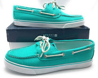 Sperry Top-Sider Women's Bahama Two-Eye White Cap Boat Shoe Pool Green 6 M US