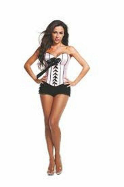 Starline - Womens Deluxe Corset With Satin Ribbon - Pink/Black Trim - Size 40