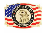 Proud To Be An American, USA Flag Bald Eagle Patriotic Iron Belt Buckle, 3.5"