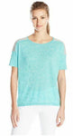 SHAPE activewear Women's Cap Sleeve Boxy Tee, Viridian Heather, Medium