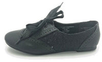Sarah Jayne Girl's JAZZ Flat Ribbon Lace Up Oxford Shoes Black 1 M US Little Kid
