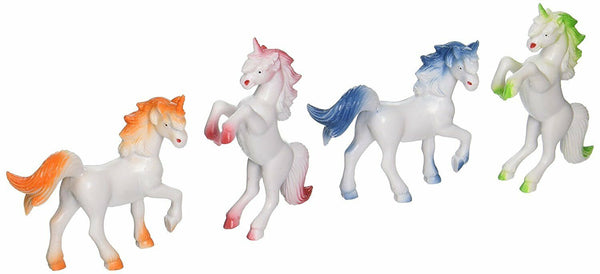 Unicorn Figurines - Assorted Colors - Pink, Green, Orange, Blue - Set of 12