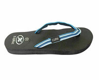 X-Wave Black Beach Slippers with Blue Strap Womens Size: 5.5