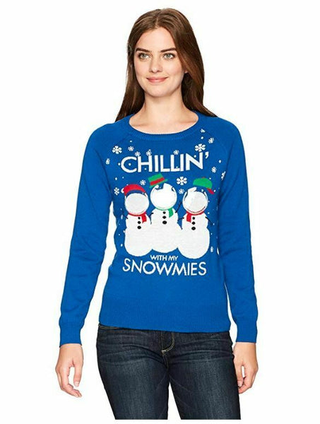 Hybrid Apparel Women's Snowmies Selfie Holiday Sweater, XL