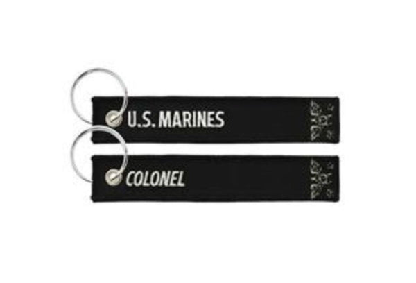 Embroidered US Marines Colonel Keychain, 5.75 x 1, Black