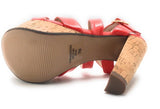 Shi by Journeys Womens Kali Platform Chunky Cork Heeled Sandal, Coral Orange, 7M