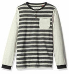 Sovereign Code Boys' Big Henley Neck Knit Top with Stripe Mixing, Grey, Large