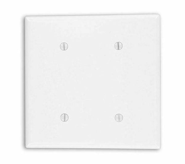 Leviton 88034 2-Gang No Device Blank Wallplate Thermoset Strap Mount White