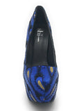 Shi by Journeys Womens Terry Stiletto Pump High Heel, Blue Sequin, 8 M US