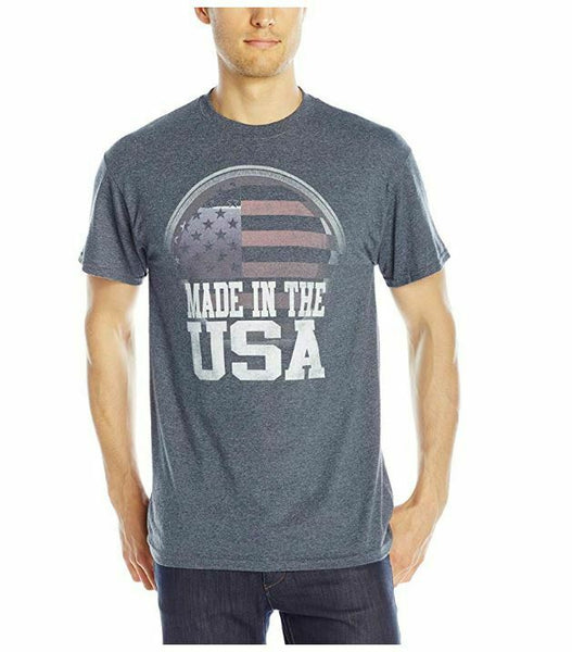 FREEZE Men's Made in The USA Flag T-Shirt, Dark Heather Grey, Small