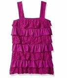 Dream Star Big Girls' Lace and Jersey Tiered Tank, Deep Pink, L (14)