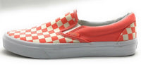 Vans Classic Slip On Canvas Sneakers Coral/White Checker Chex Mens 10 Women 11.5