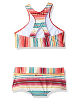 Billabong Big Girls' Surfin Billa Hi Neck Two Piece Swimsuit Set, Multi, 8