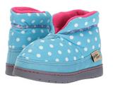 Western Chief Kids Plush Slipper Boot, Dot Teal, 8 M US Toddler