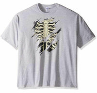 FREEZE Men's Halloween Skeleton Ripped T-Shirt, Sport Grey, Medium