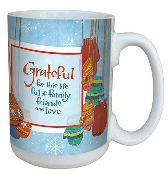 Tree-Free Greetings Wintry Mittens and Gratitude by Robin Pickens Ceramic Mug
