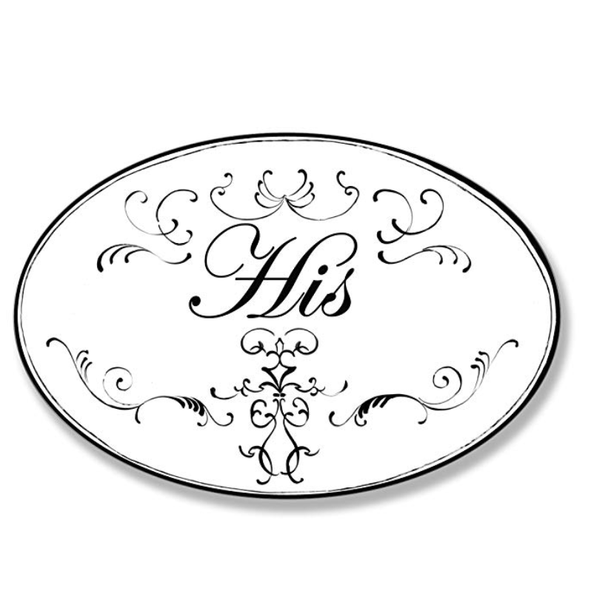 Stupell Home Décor His White With Black Scrolls Oval Bathroom Wall Plaque