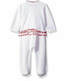 Little Me Girls' Holiday Velour Footie, Multi Dot White, 3 Months
