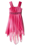 My Michelle Girls' Big Ombre Glitter Hem Dress with Beaded Waistband Fuchsia 10